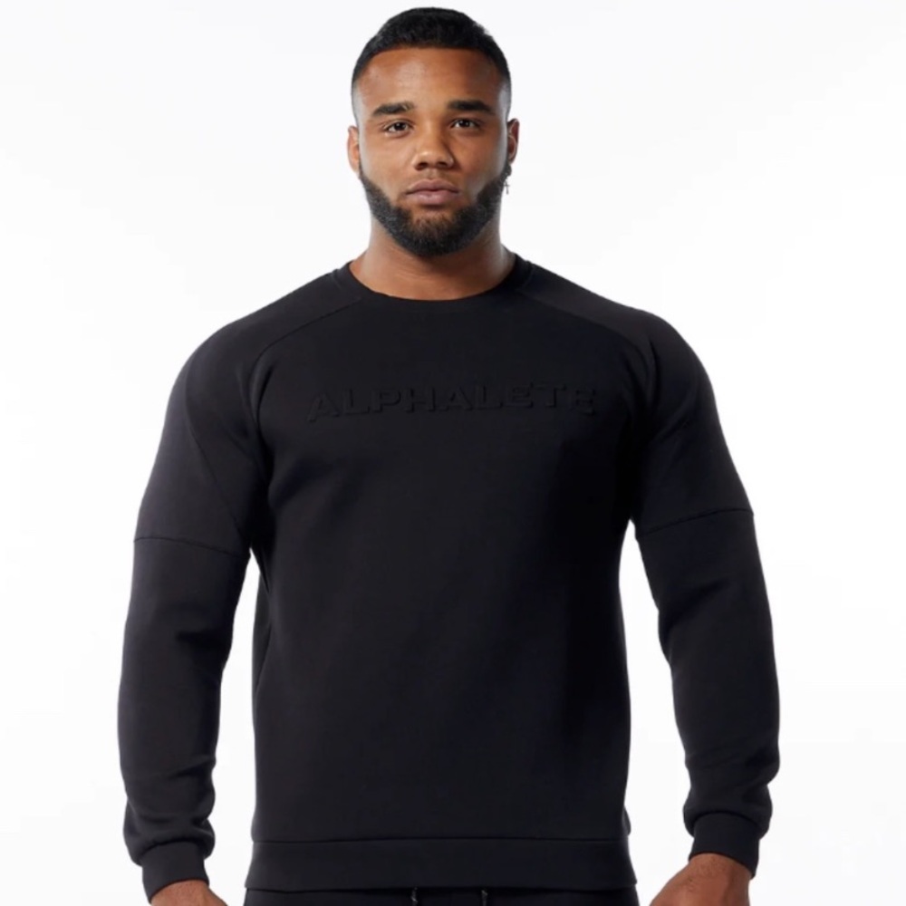 NWOT ALPHALETE ELMTS Crewneck Sweater -black L